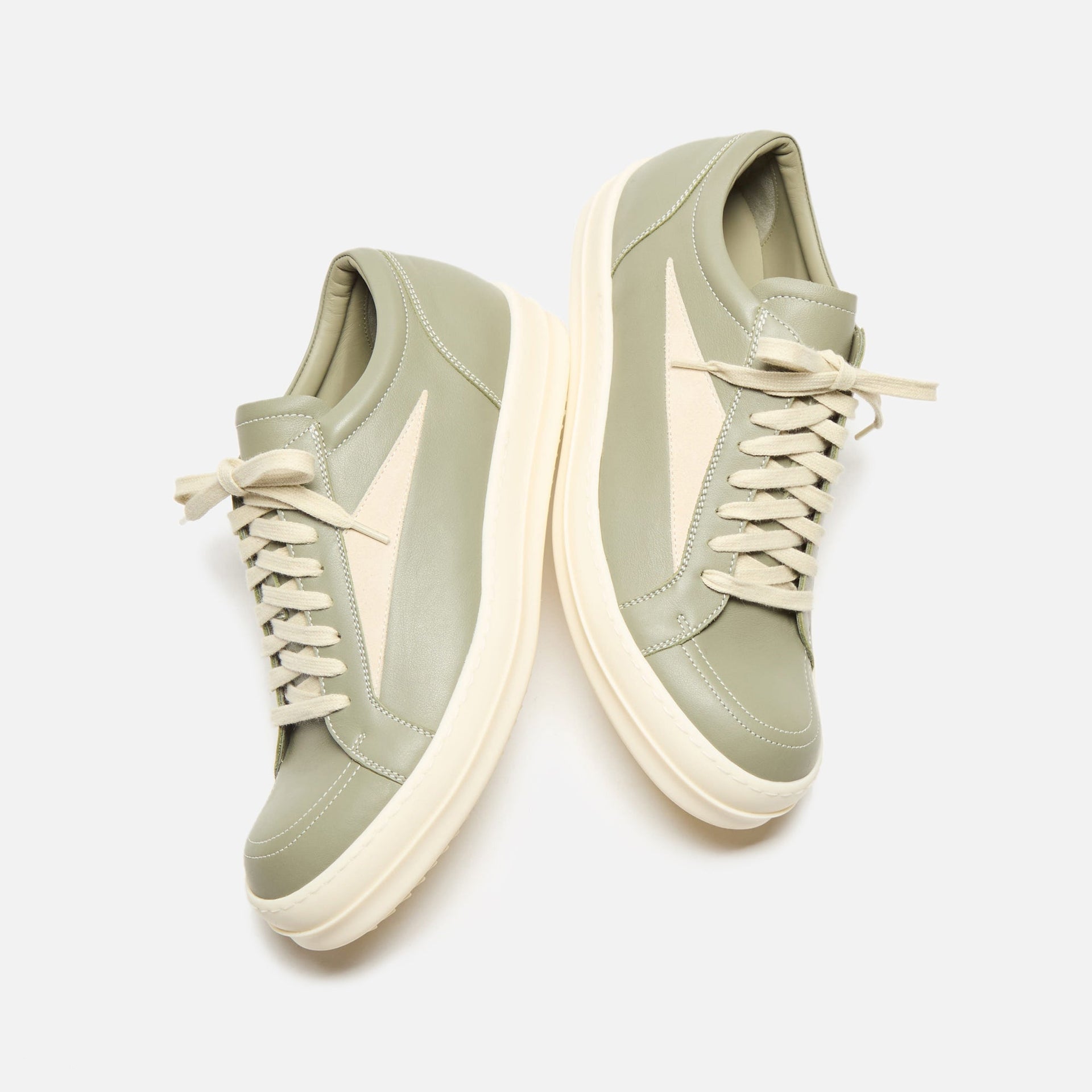 Rick Owens Vintage Sneaker - Scarpe In Pelle Celadon / Milk / Milk