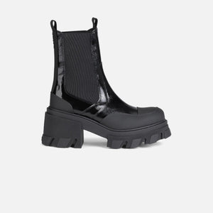 Ganni WMNS Cleated Heeled Mid Chelsea Boots - Naplack Black