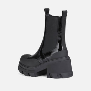 Ganni WMNS Cleated Heeled Mid Chelsea Boots - Naplack Black