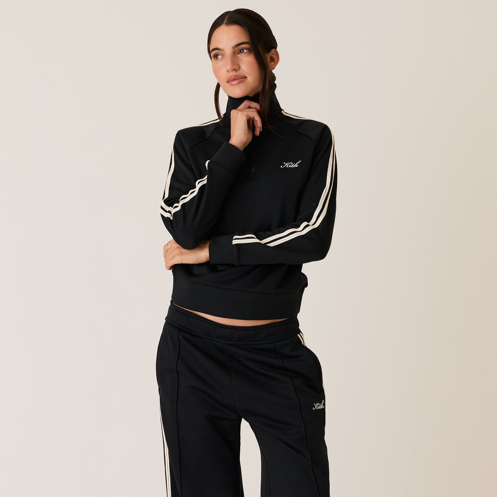 Kith Women Everly Tricot Track Quarter Zip - Black