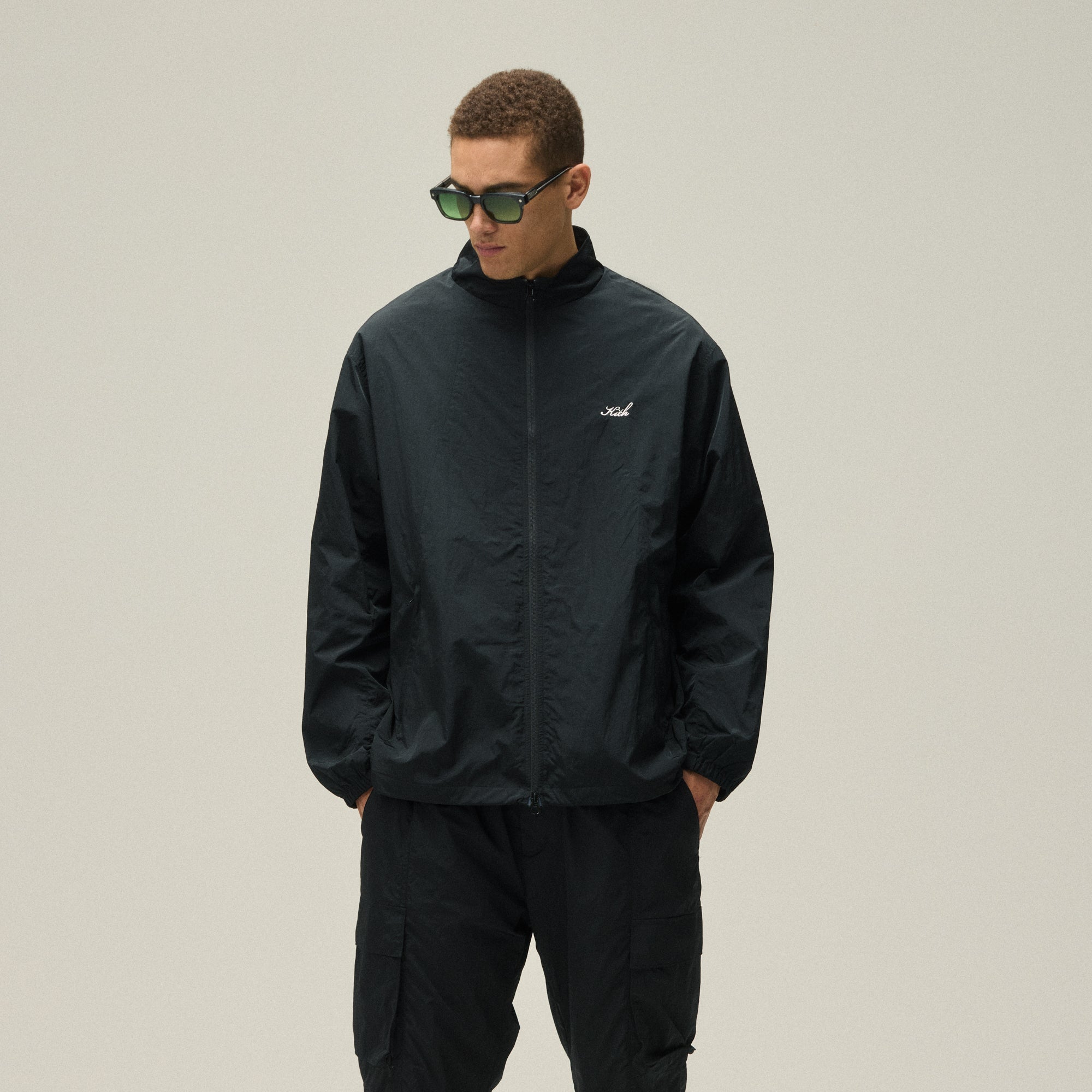 KITH ナイロンジャケット M ダークブラウン Kith Wrinkle Nylon Windsor Panelled Track Jacket - Black