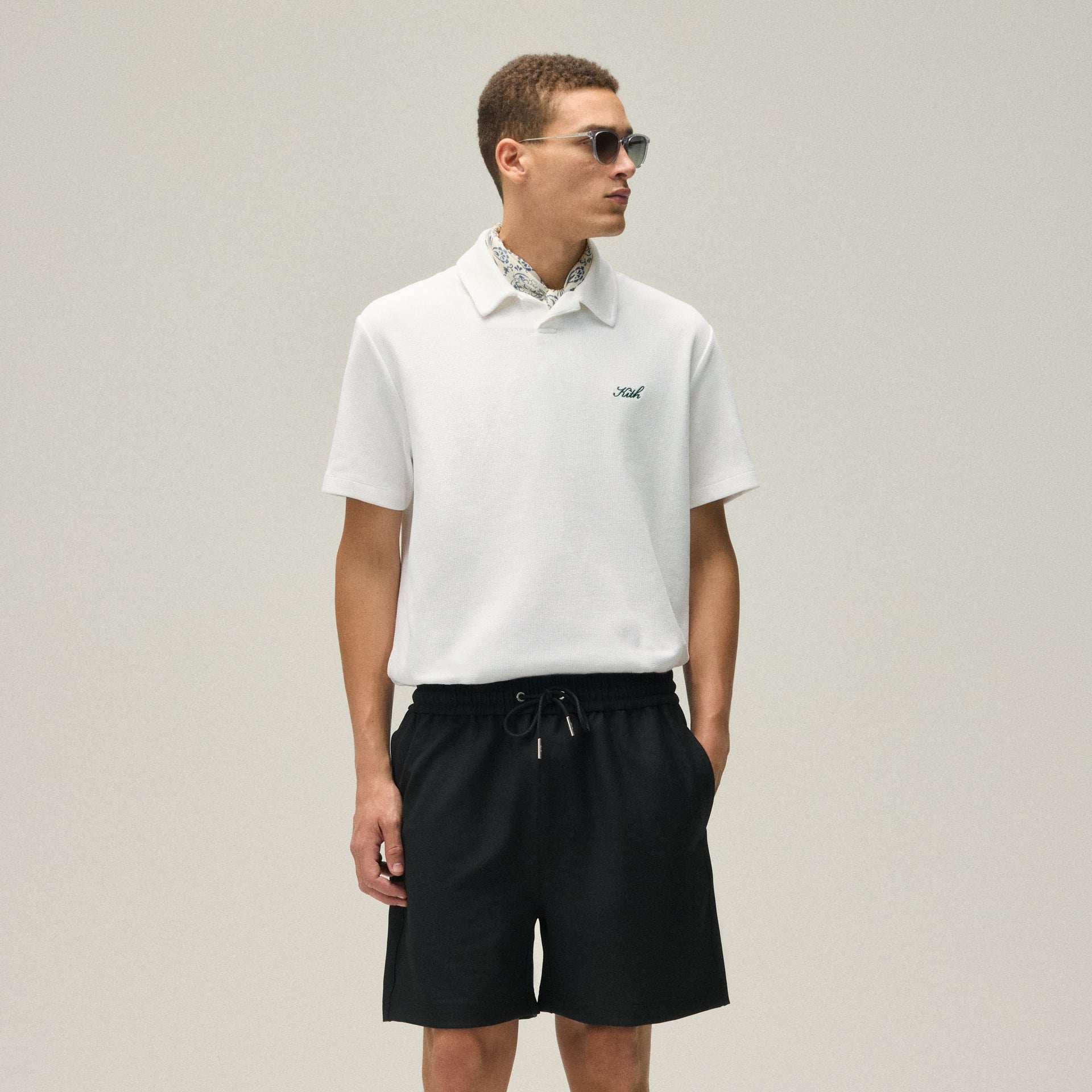 Kith Micro Waffle Drew Polo - White