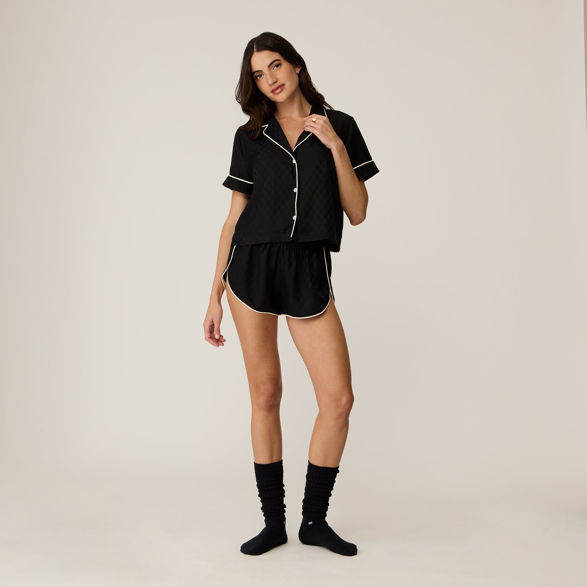 kith women ロンパース Kith Women Crest Monogram Pajama Set - Black