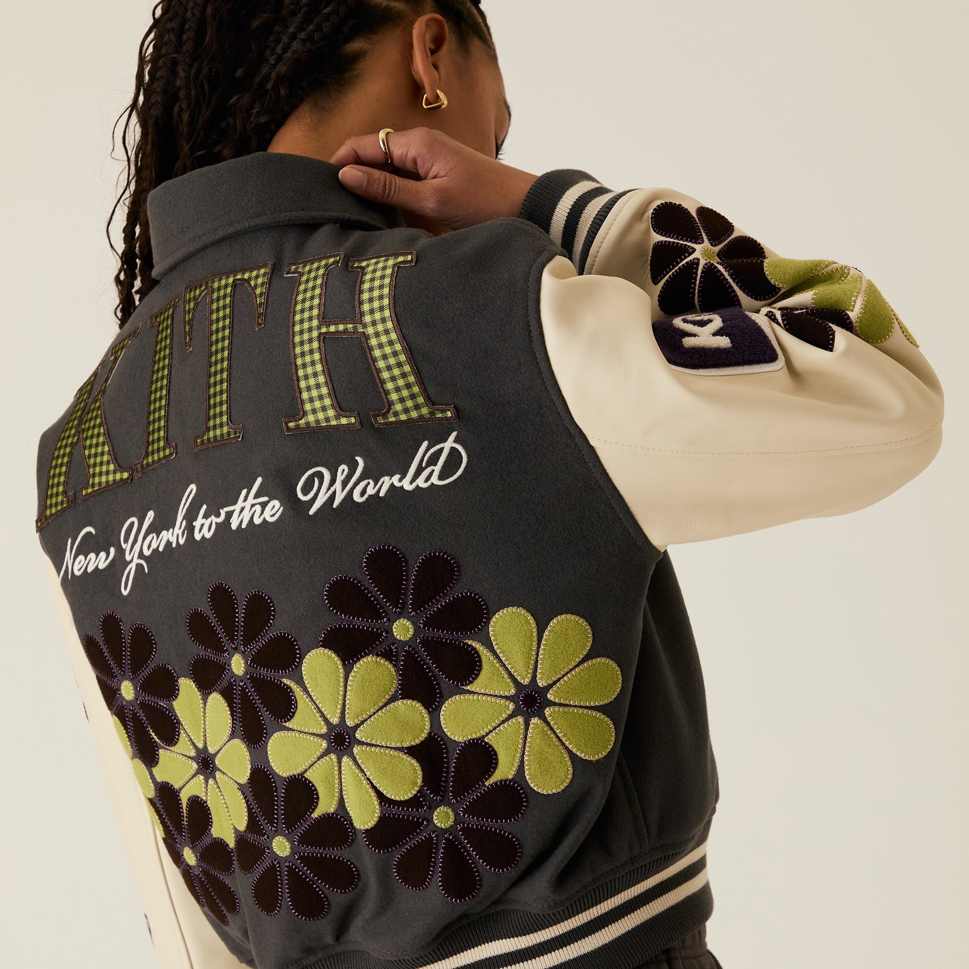 Kith Women Campbell Cropped Floral Varsity Jacket - Hematite