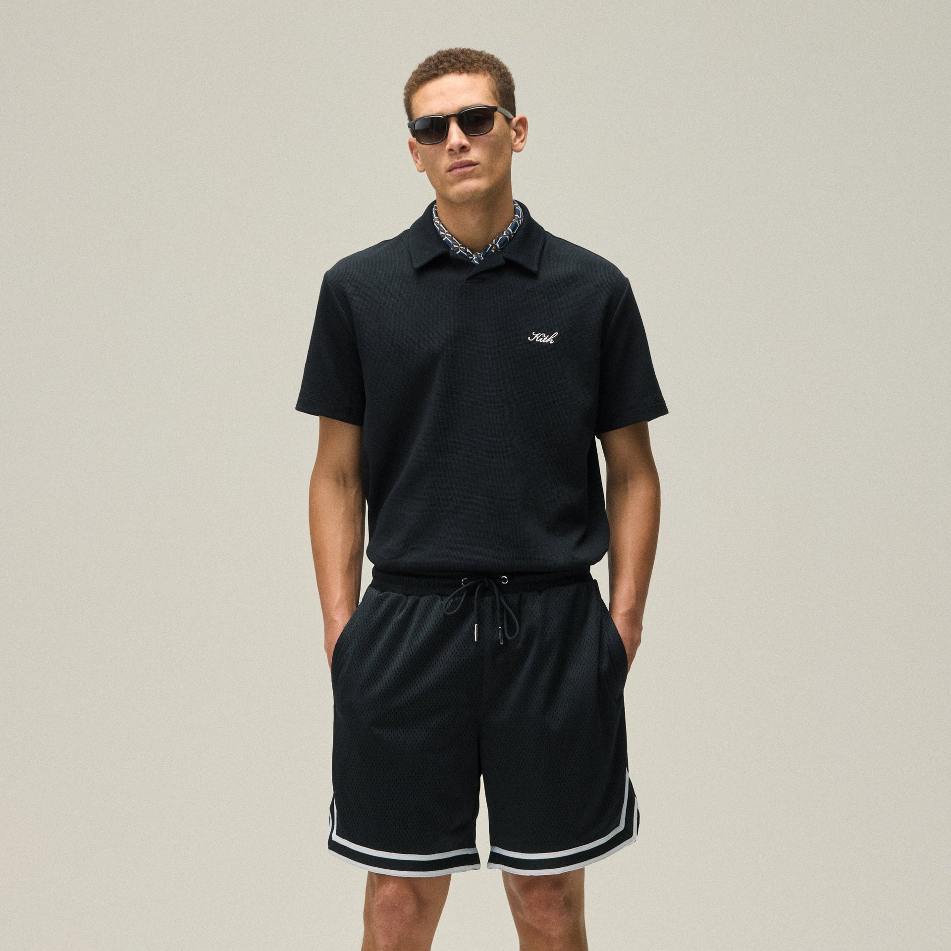 Kith Micro Waffle Drew Polo - Black