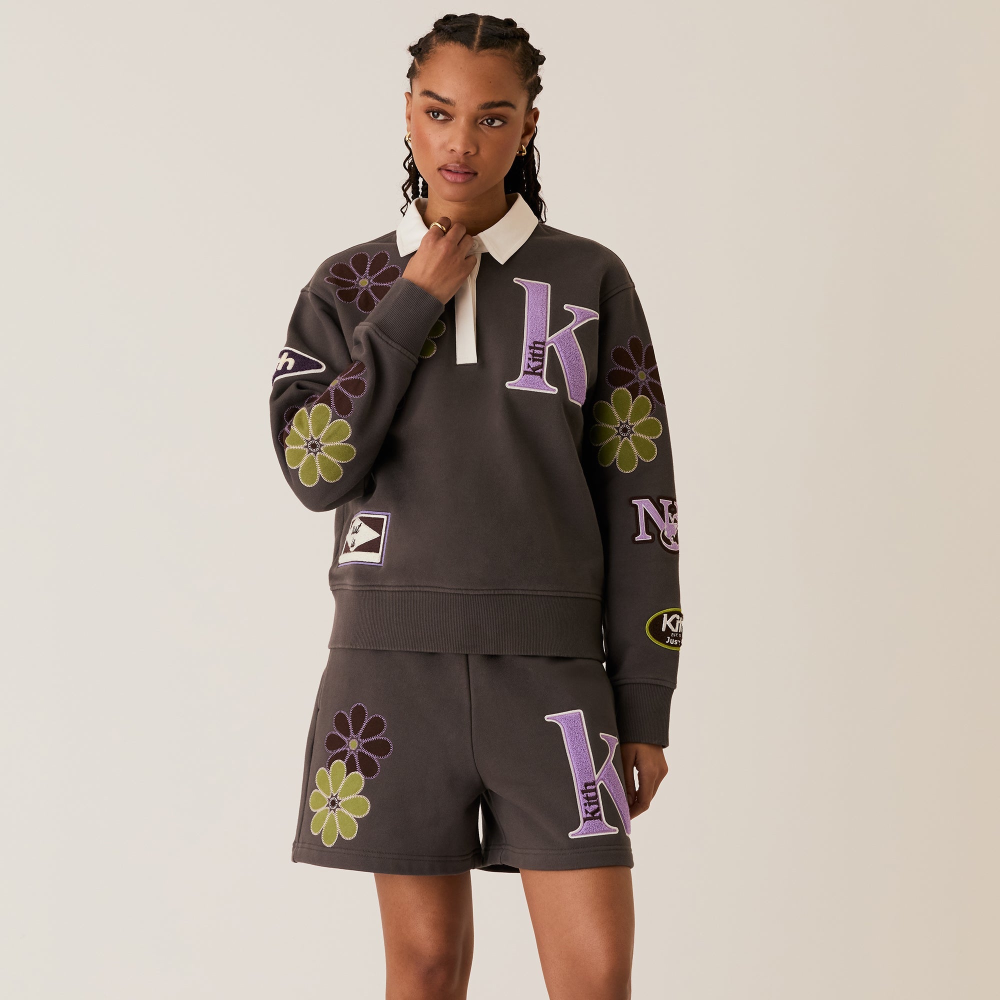 Kith Women Rayne Floral Sweatshort - Hematite – Kith Europe