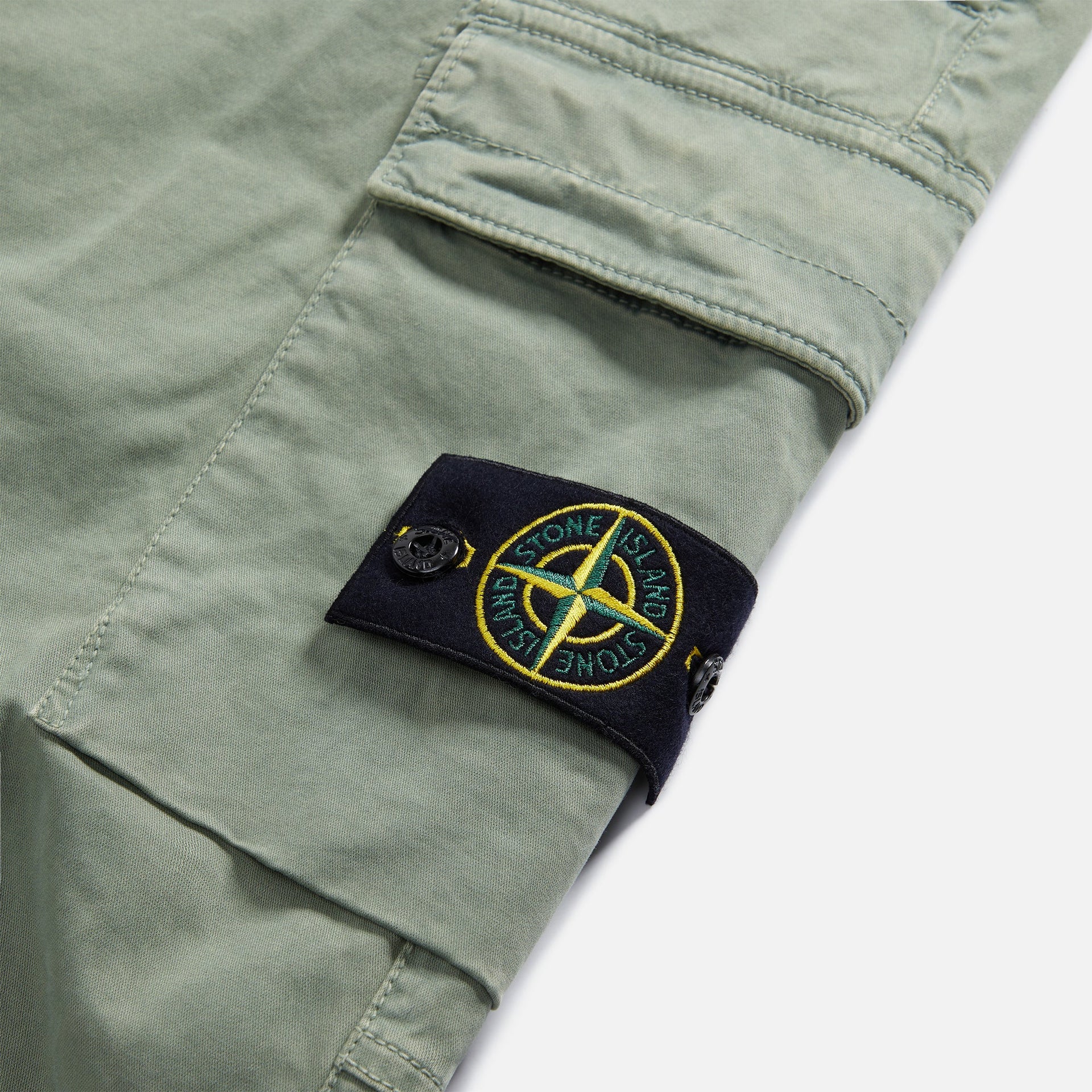 Stone Island Stretch Cotton Wool Satin Garment Dyed Cargo Pant - Sage