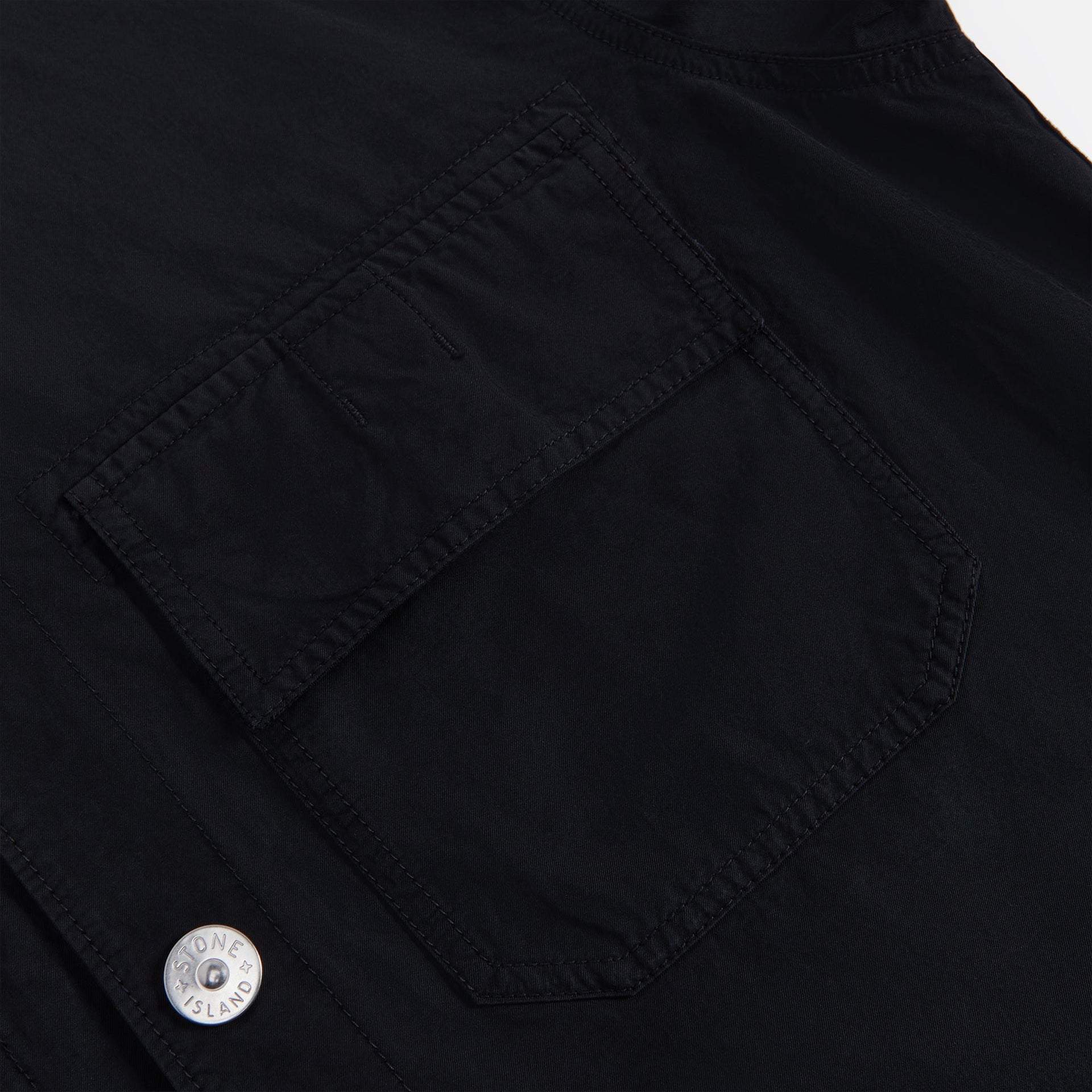 Stone Island Garment Dyed Cotton Twill Overshirt - Black