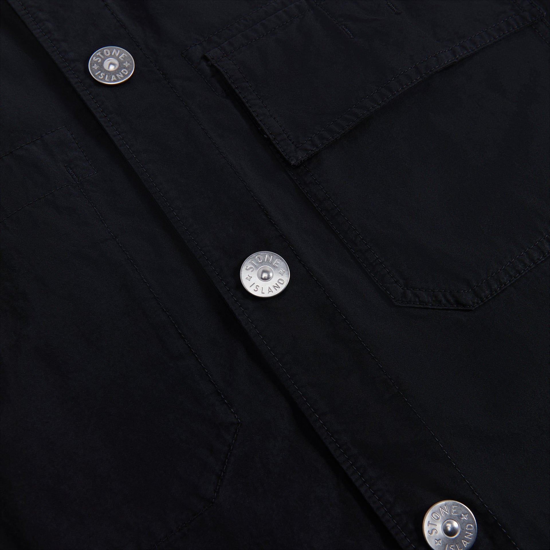 Stone Island Garment Dyed Cotton Twill Overshirt - Black