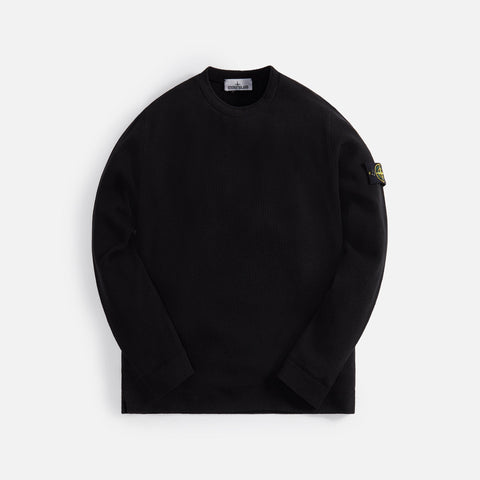 Stone Island Cotton Nylon Ribbed Fleece Sweatshirt - Black