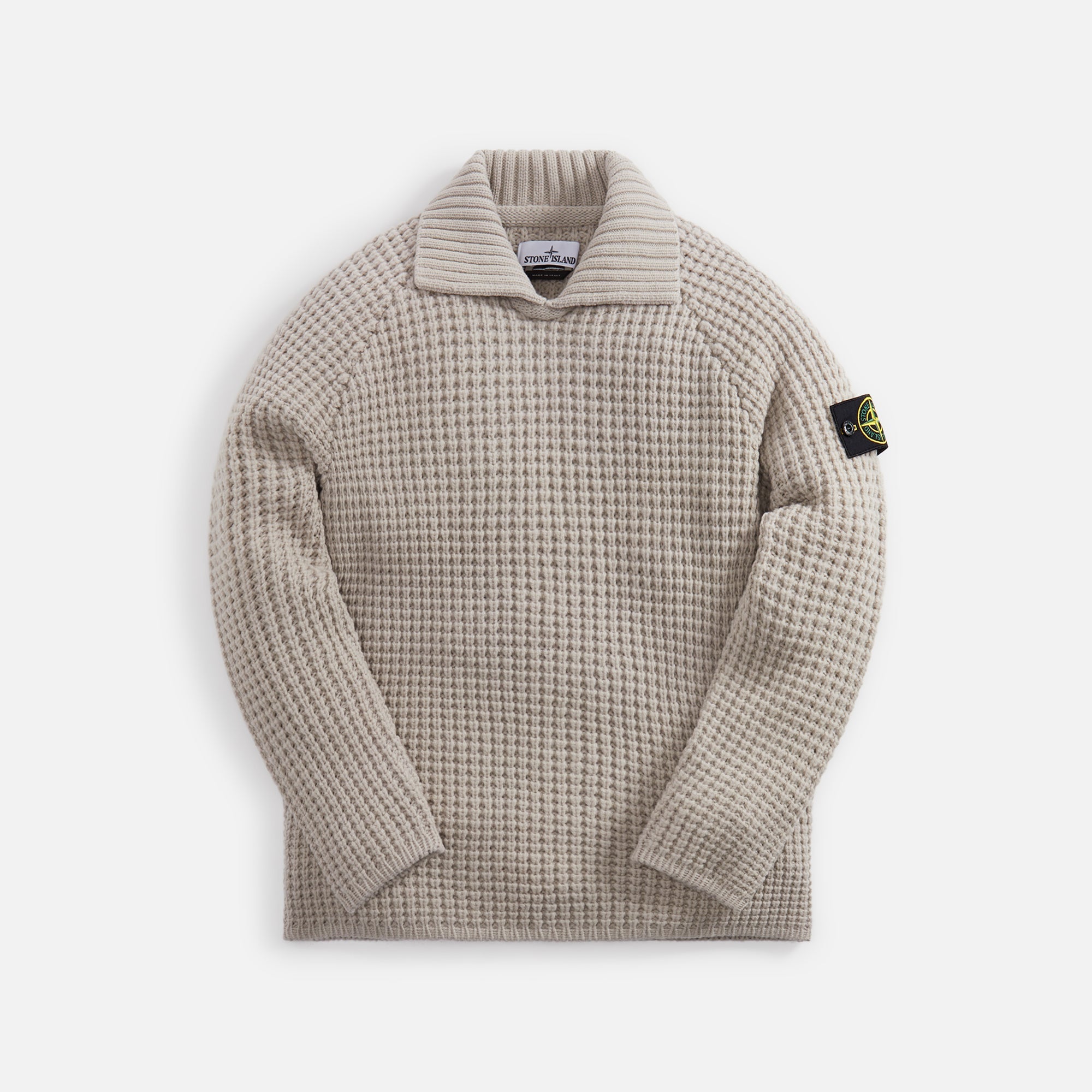 Stone Island President's Knit Pure Wool Knit Polo - Plaster – Kith 