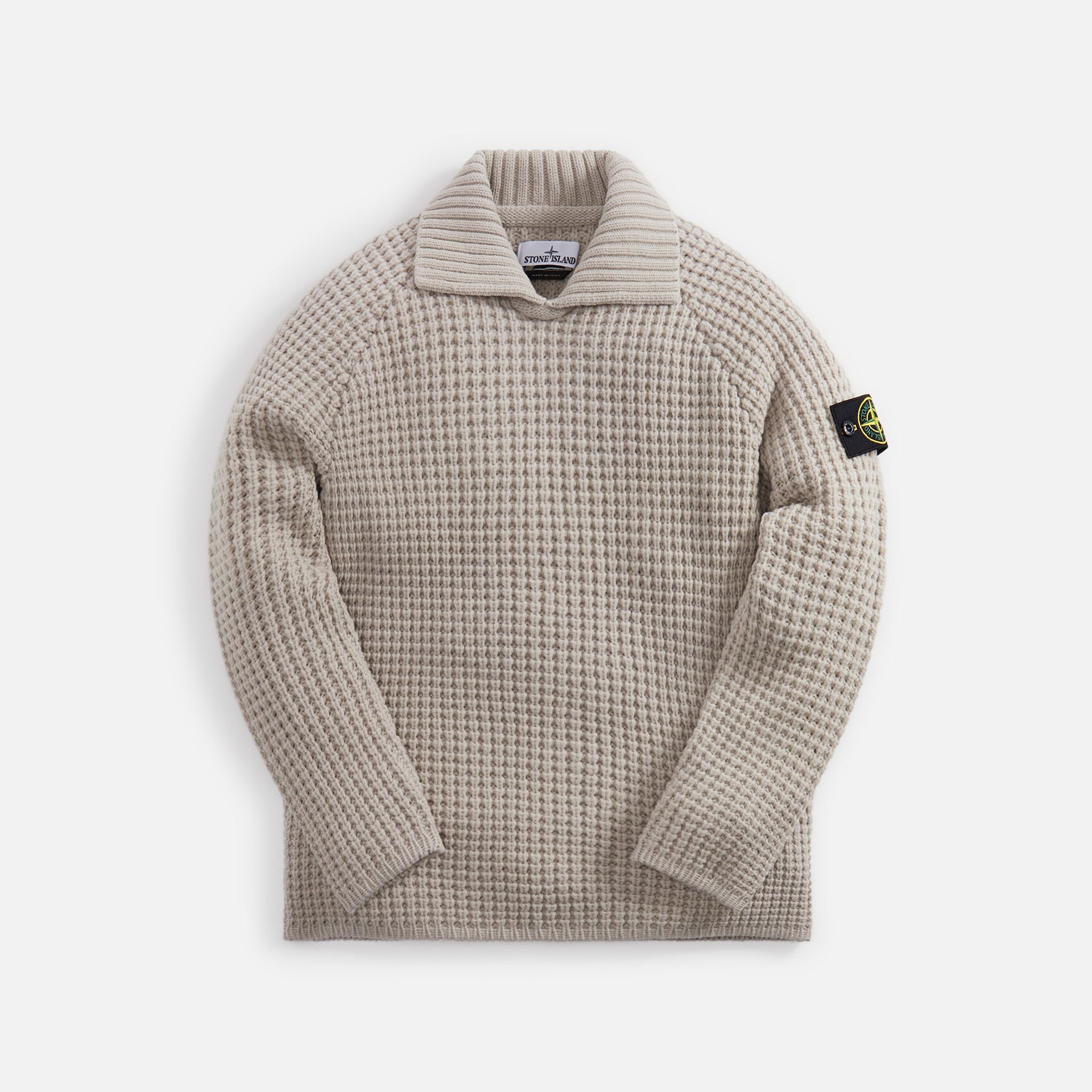 Stone Island President's Knit Pure Wool Knit Polo - Plaster