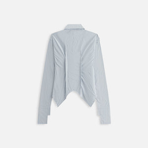 Sami Miro Vintage Curve Zip Blouse - Blue Pinstripe