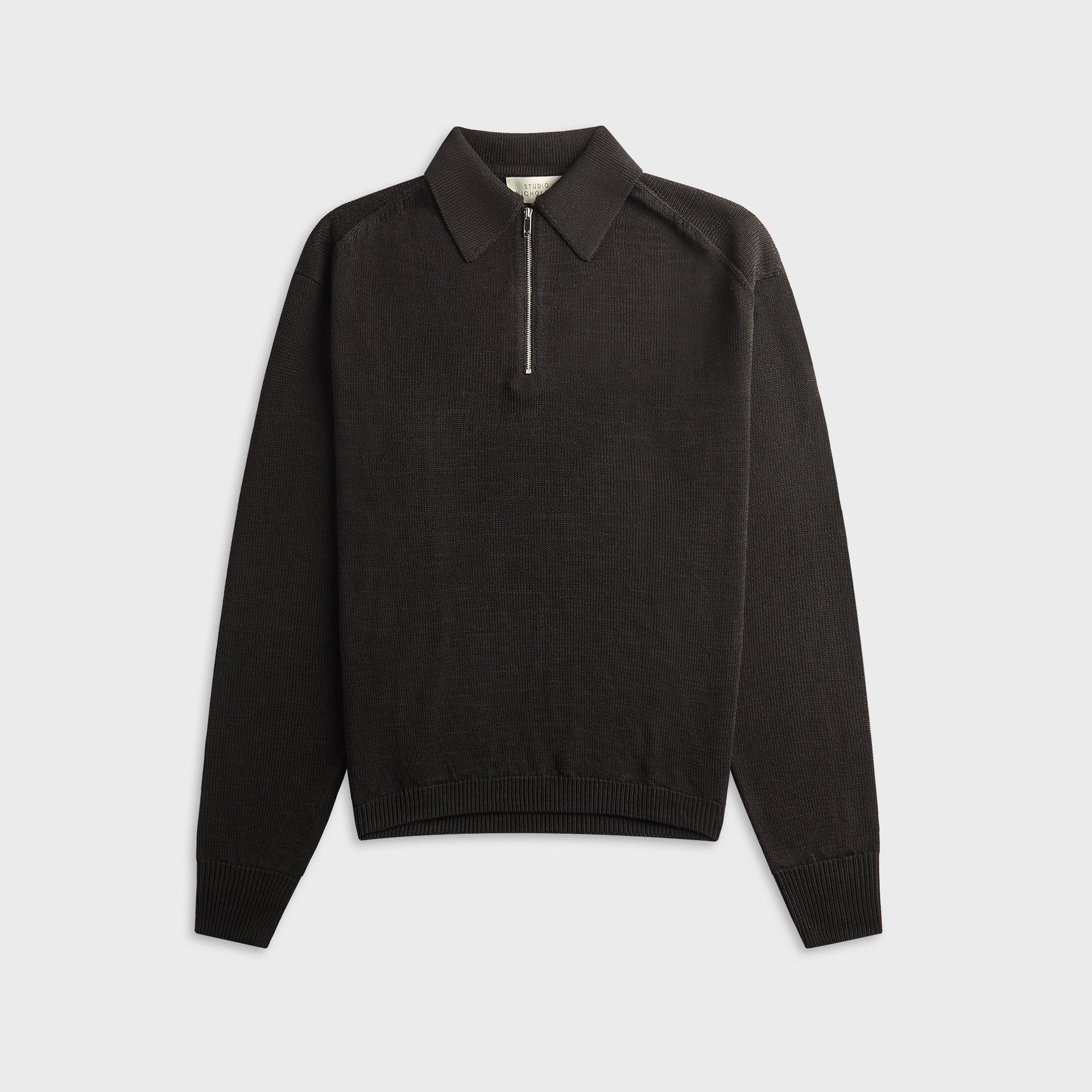 Studio Nicholson Heddy Knit Polo - Black Grape