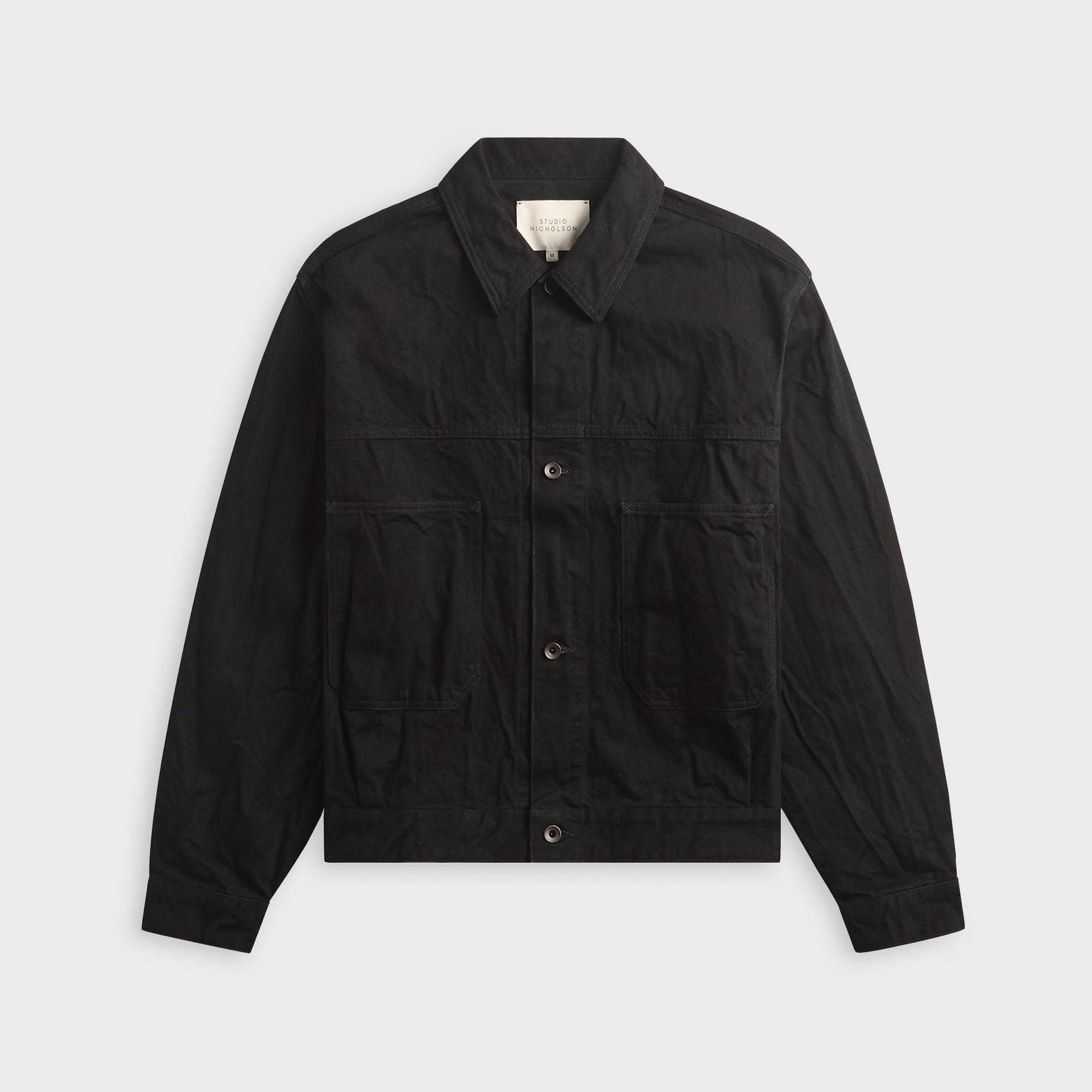 Studio Nicholson Nyle Crinkle Denim Jacket - Black