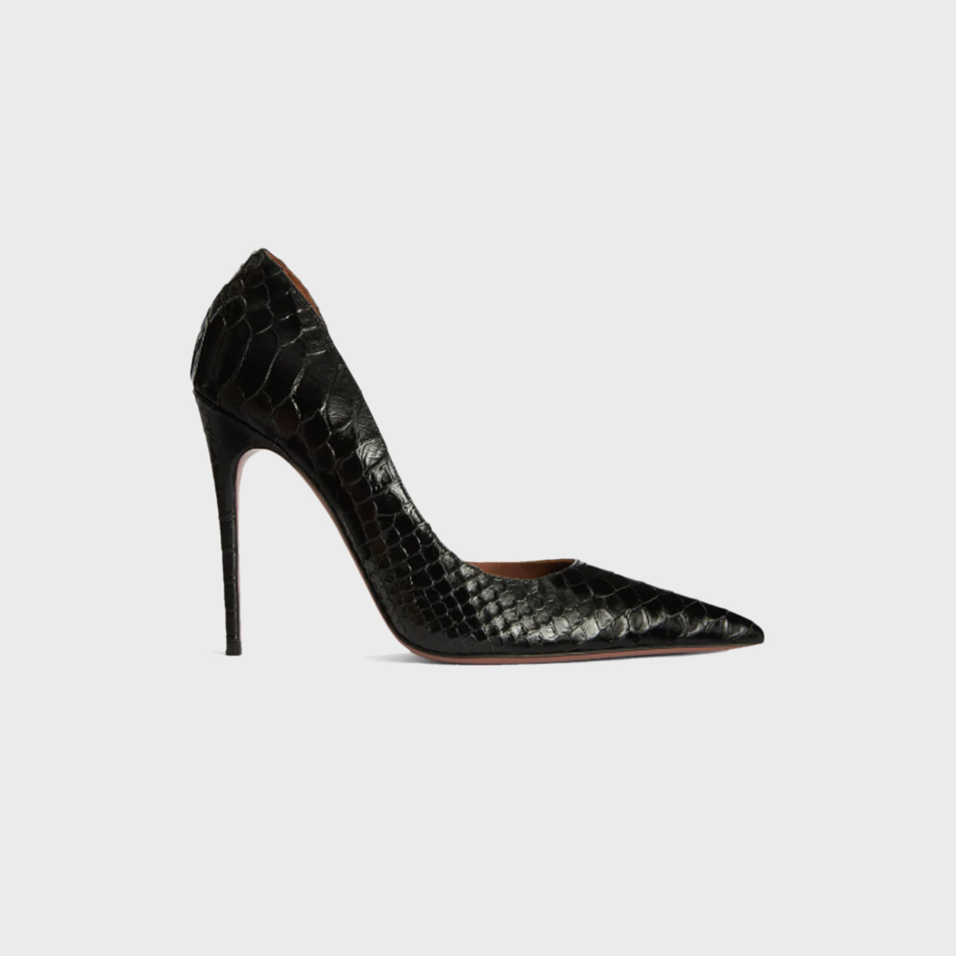 Paris Texas Vera 105 Mono Printed Python Pump Heel - Black