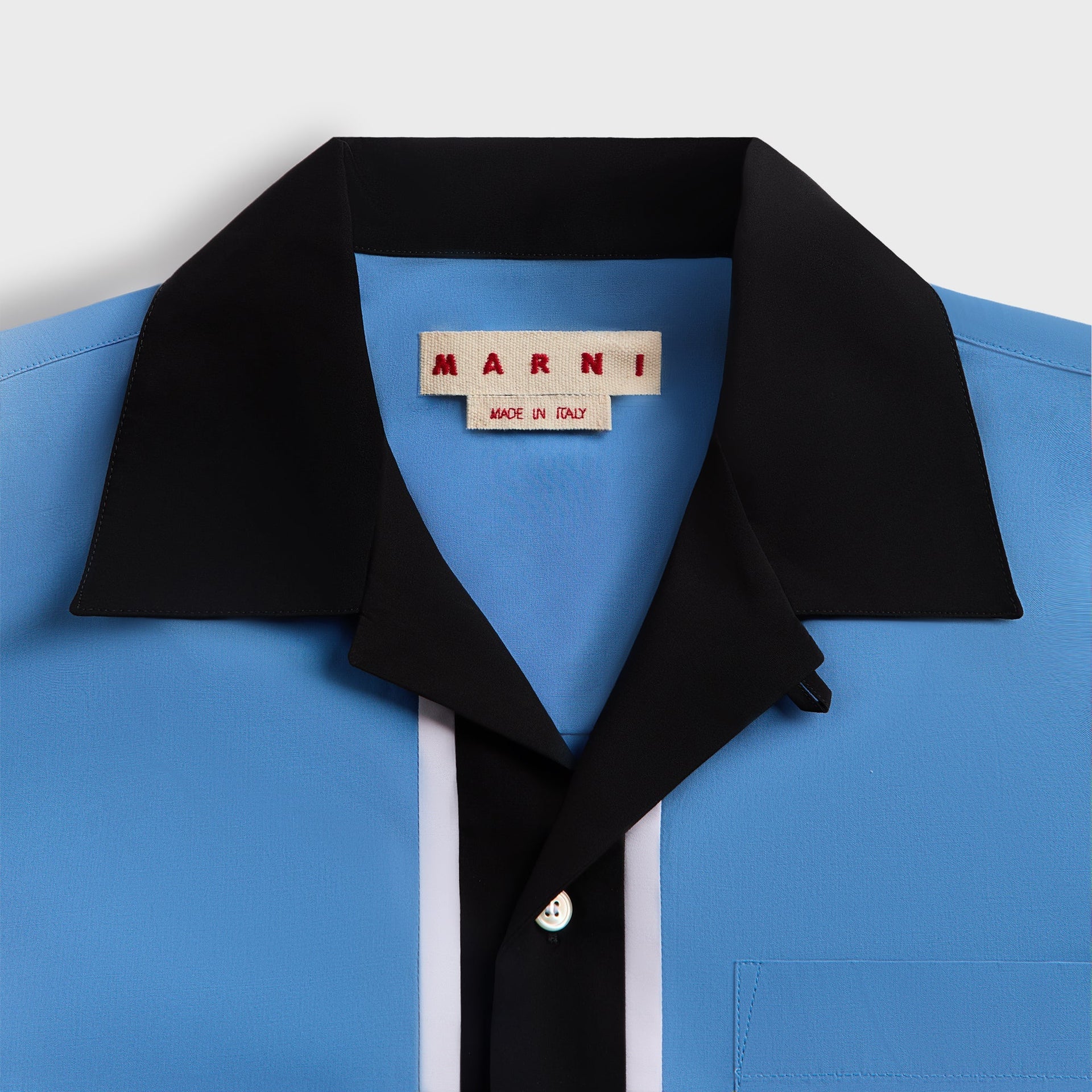 Marni Organic Cotton Poplin Short-Sleeved Bowling Shirt - Sapphire Blue
