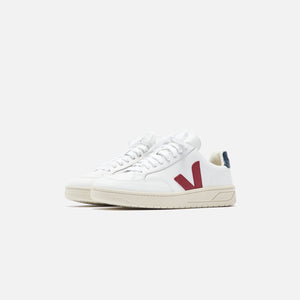 Veja V-12 Leather - Extra White / Marsala / Nautico