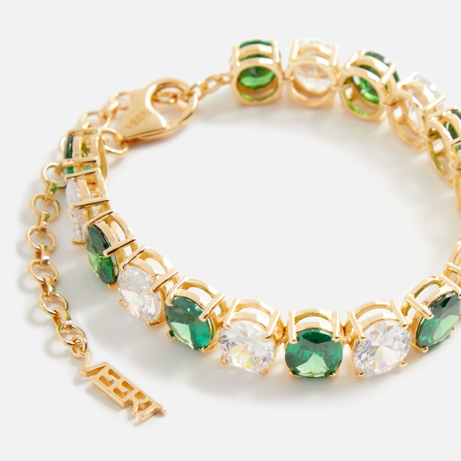 VEERT The Clear and Green Tennis Bracelet - Yellow Gold