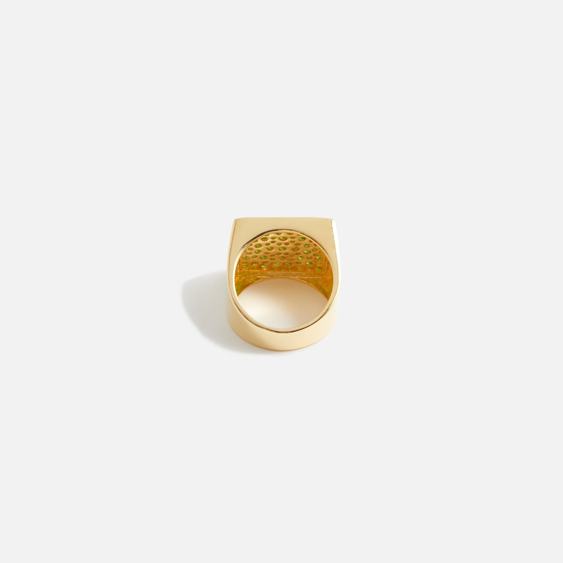 VEERT The Multi Green Squared Signed Ring - Yellow Gold