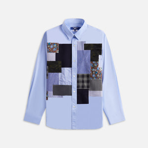 Junya Watanabe Man Cotton Oxford Patchwork Mix Sax Mix - Light Blue / Blue / Brown