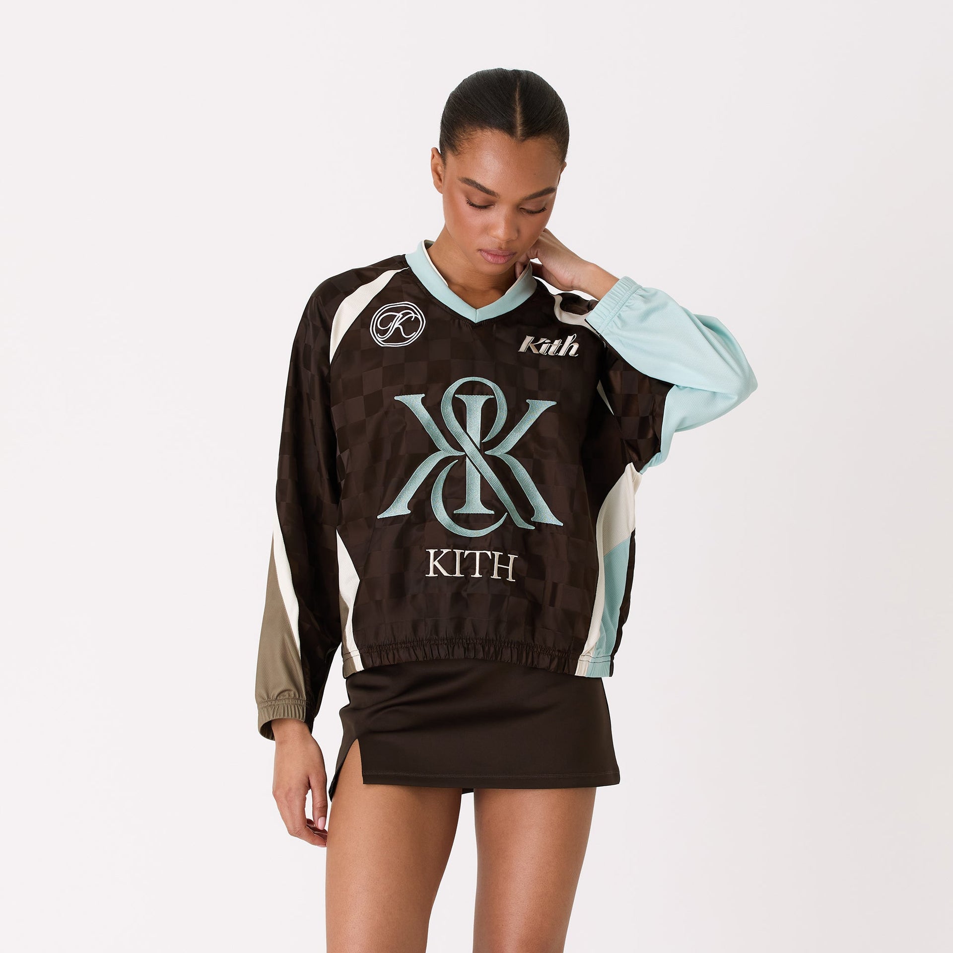 Kith Women Checkered Satin Dayton Combo Pullover - Derby