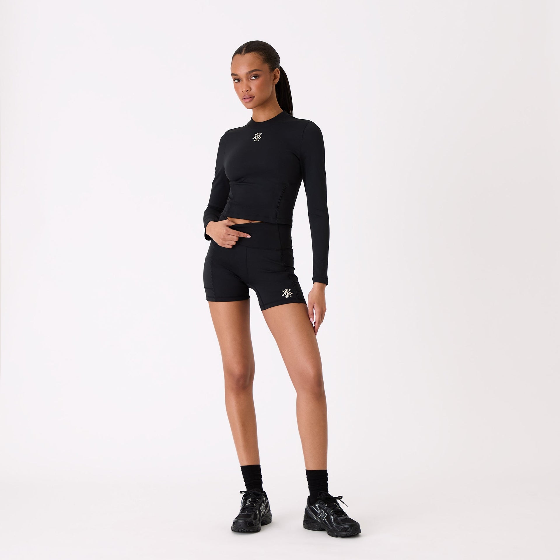 Kith Women Cori Corset Long Sleeve Active Top - Black