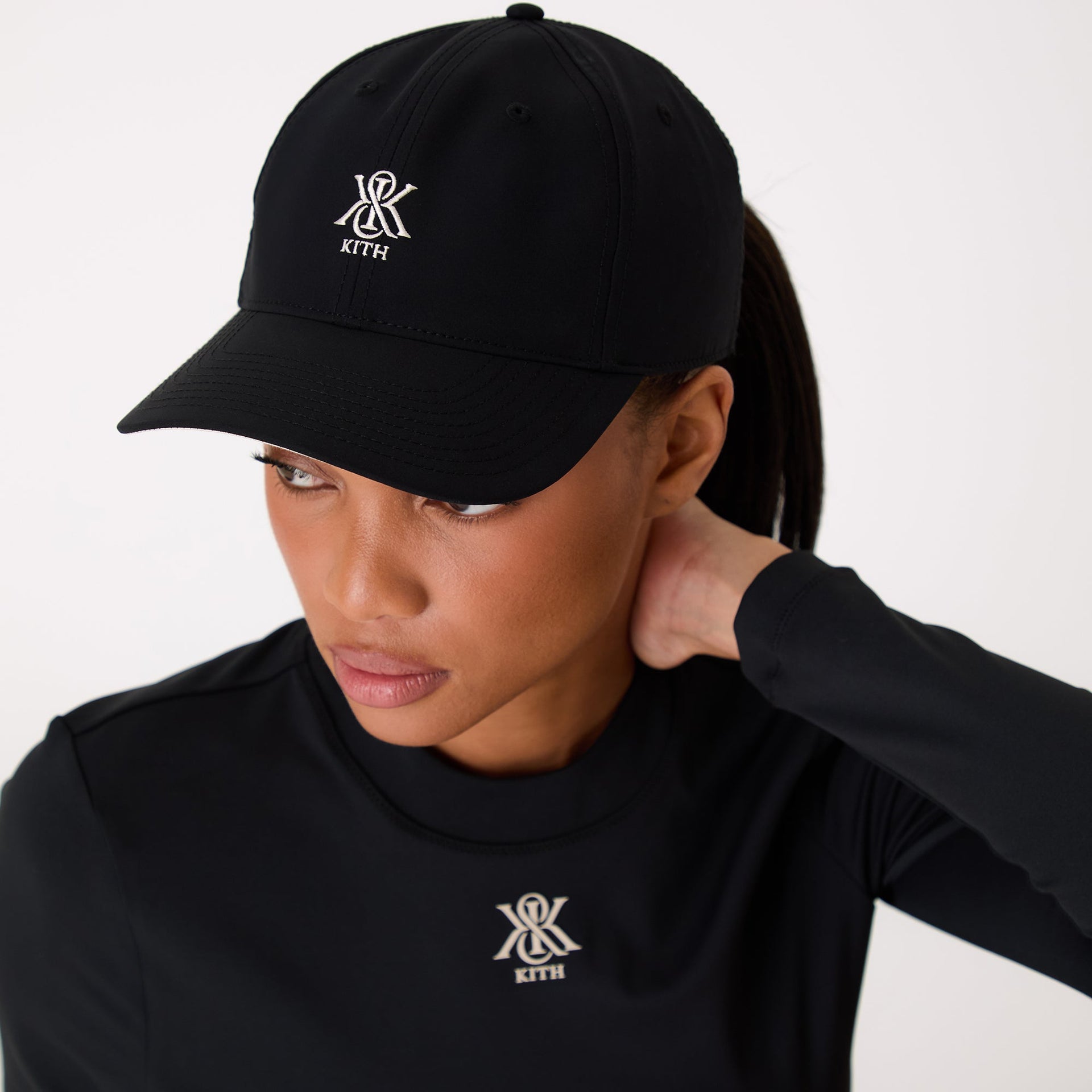 Kith Women Crest Embroidered Nylon Classic Cap - Black