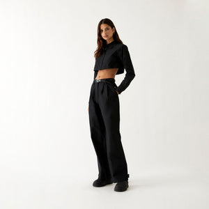 Kith Women Kylan Nylon Faille Cropped Button Down - Black