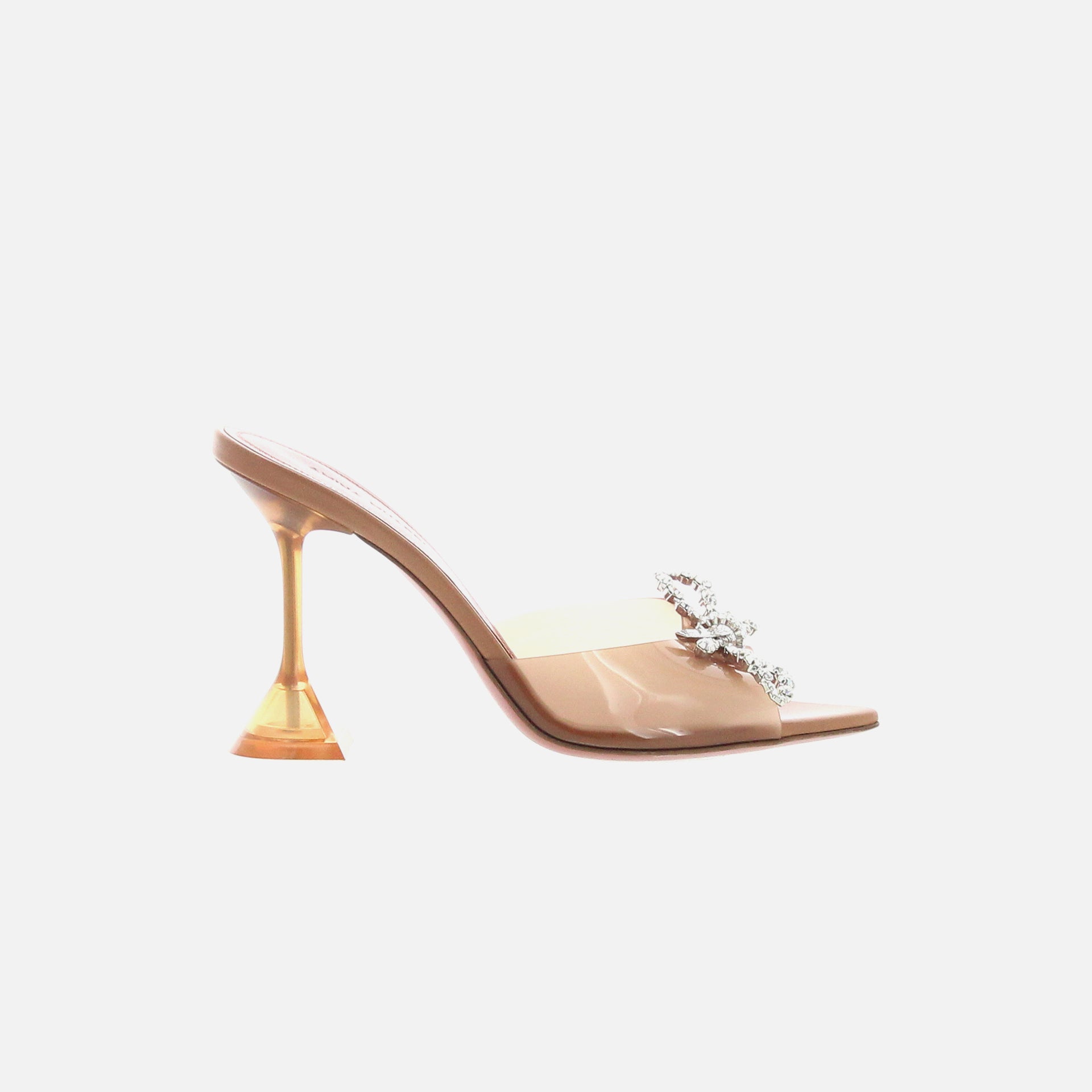 Amina Muaddi Rosie Glass Slipper 95 Plexi Heel PVC Transparent - Latte