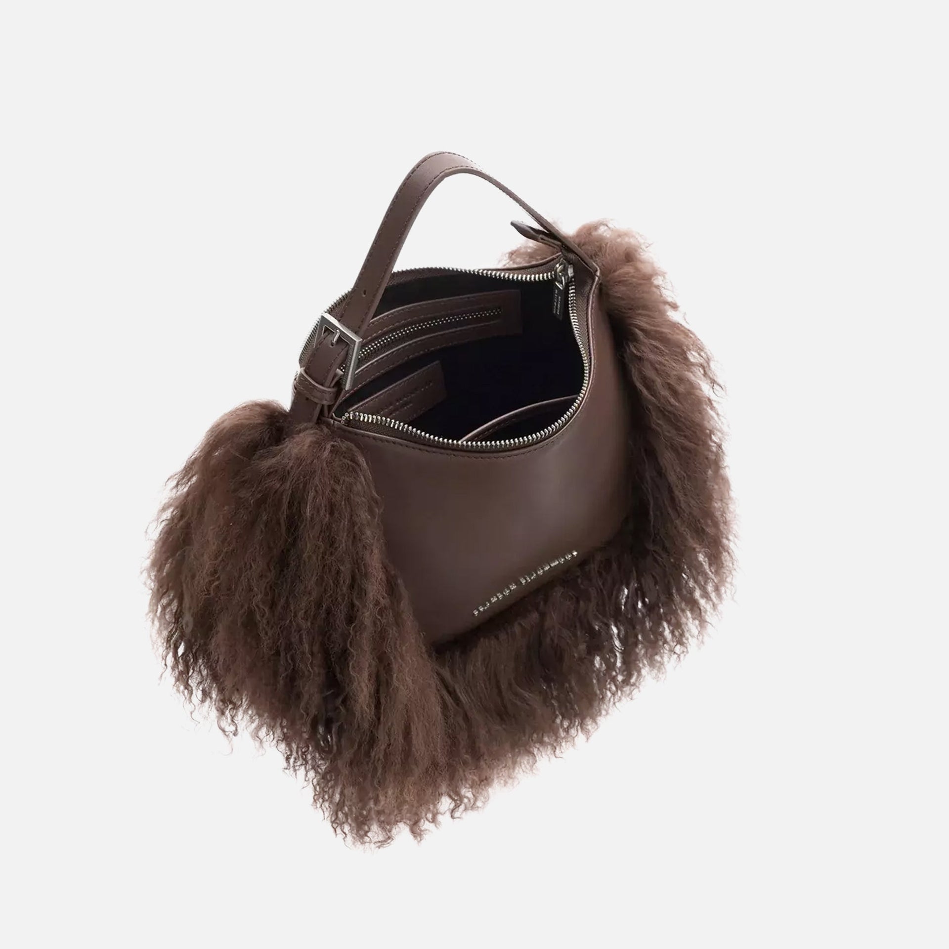 Brandon Blackwood Leather Wool Trim Cortni Bag - Brown