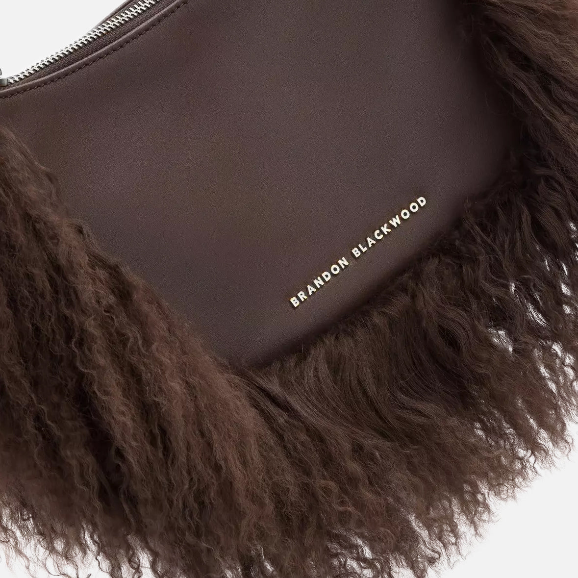Brandon Blackwood Leather Wool Trim Cortni Bag - Brown