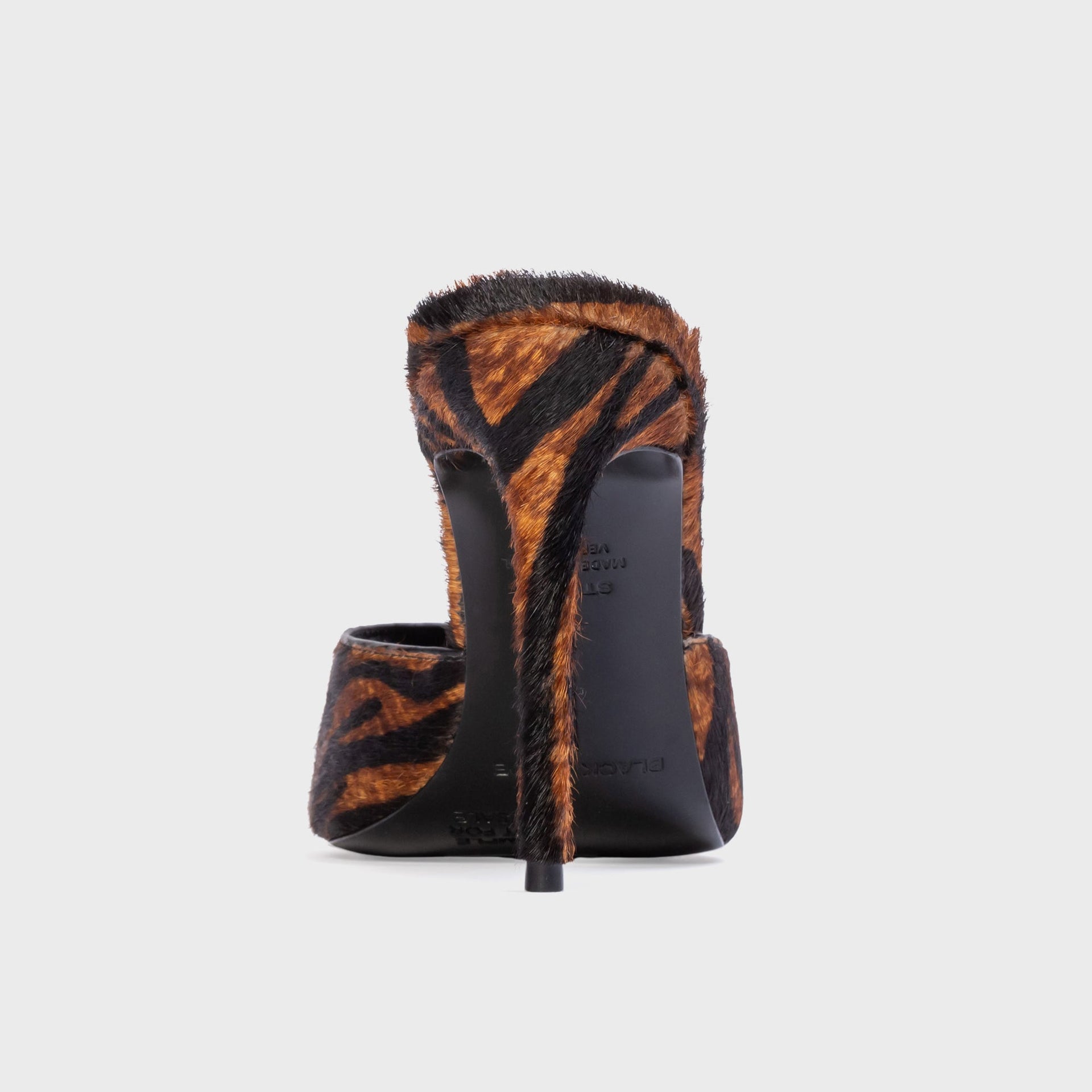 Black Suede Studio Jazz 100 Mule - Brown Zebra Pony Hair