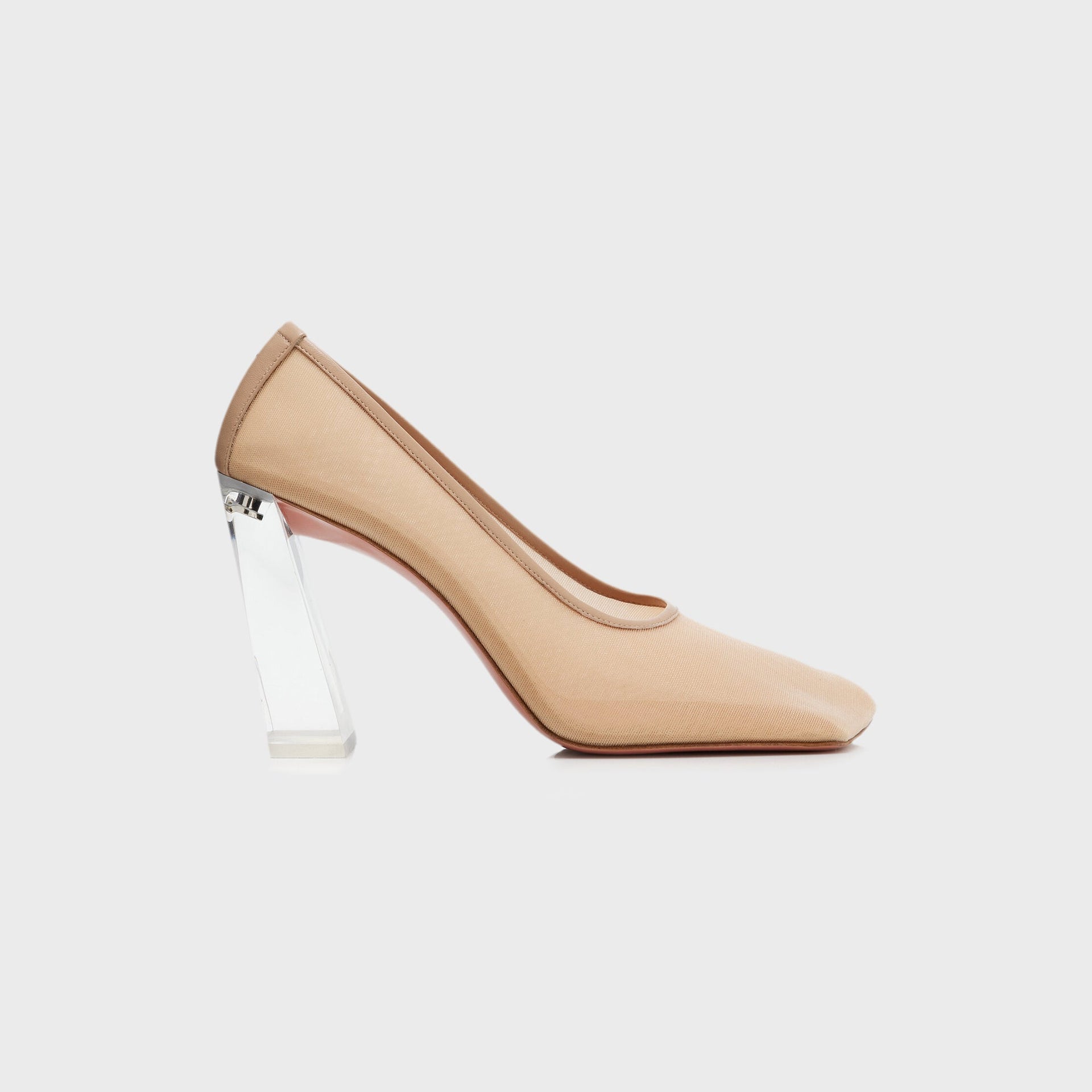 Amina Muaddi Charlotte Glass Pump 95 - Latte Mesh