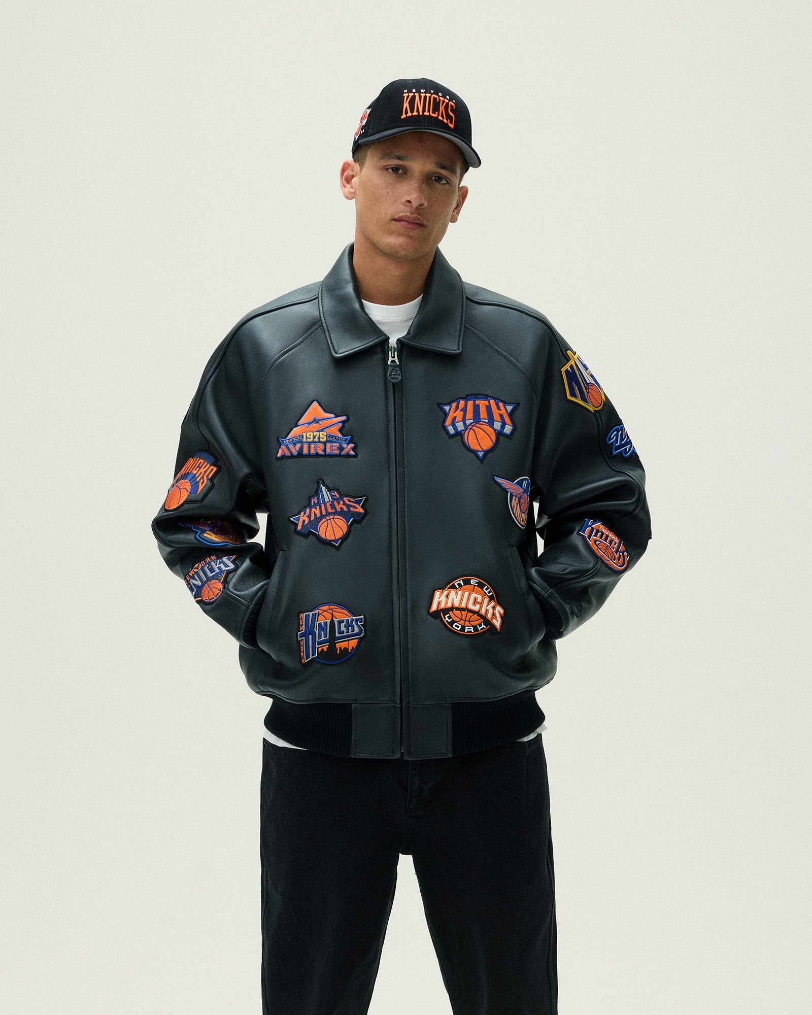 ジャケット・アウター Kith Nike for New York Knicks Kith x Jeff Hamilton New York Knicks Leather Varsity Jacket Black