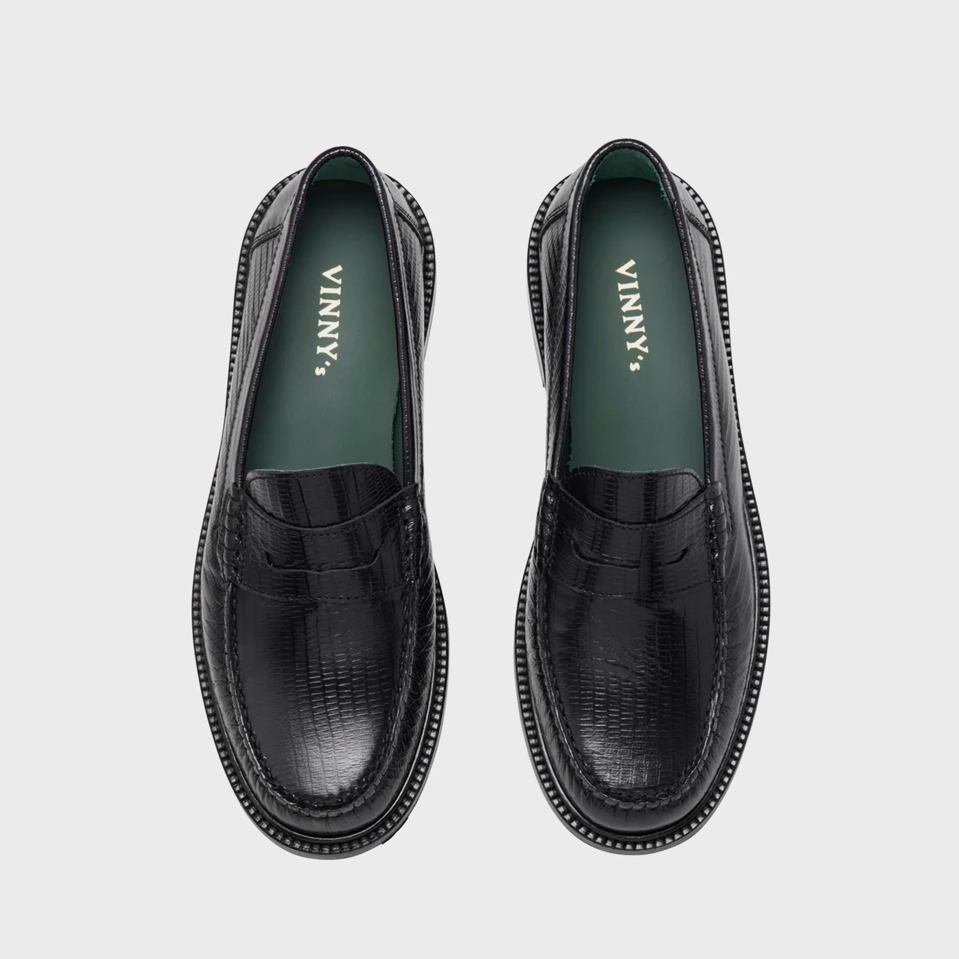 VINNY's Yardee Mocassin Loafer - Black Lizard