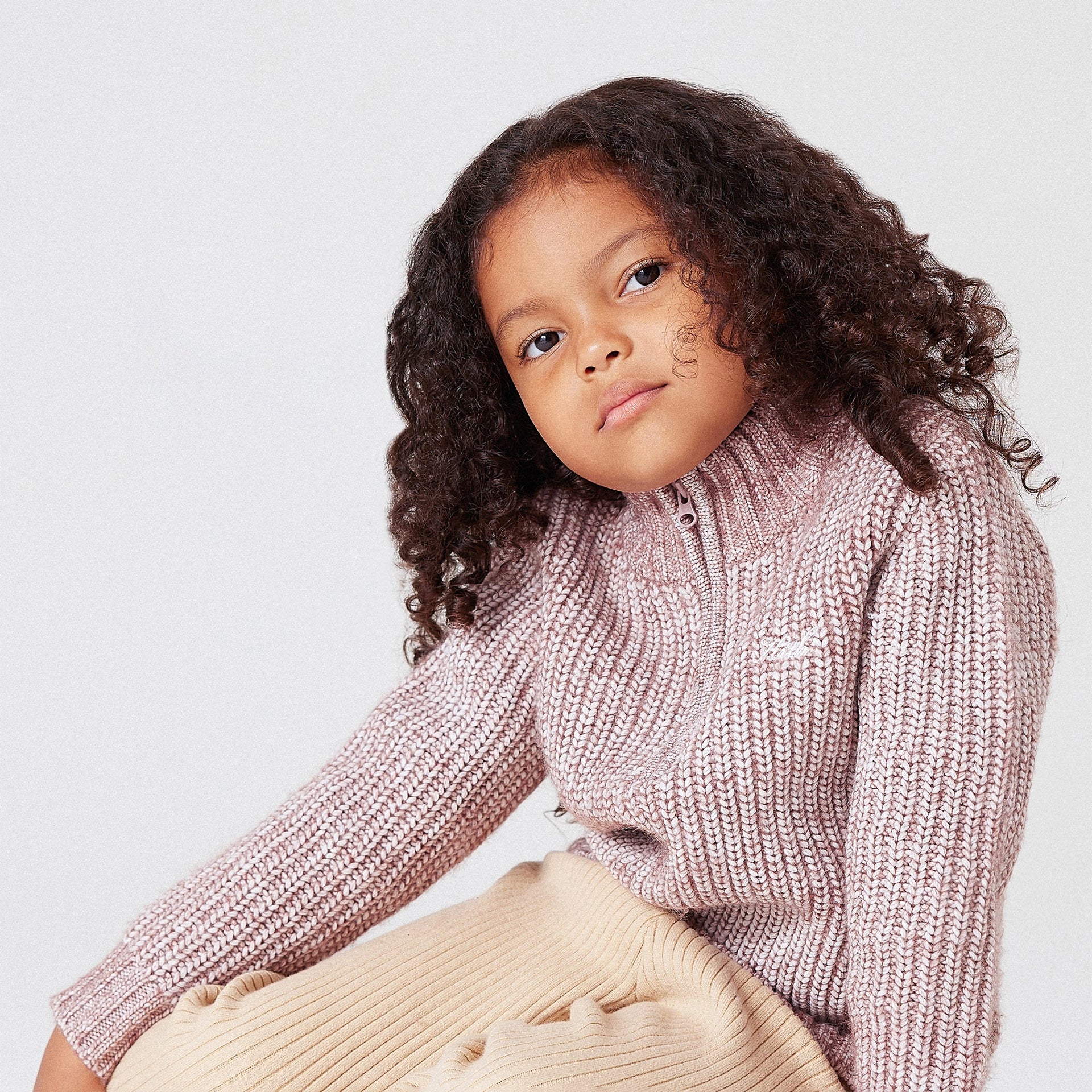 Kith Kids Knit Quarter Zip - Dusty Mauve