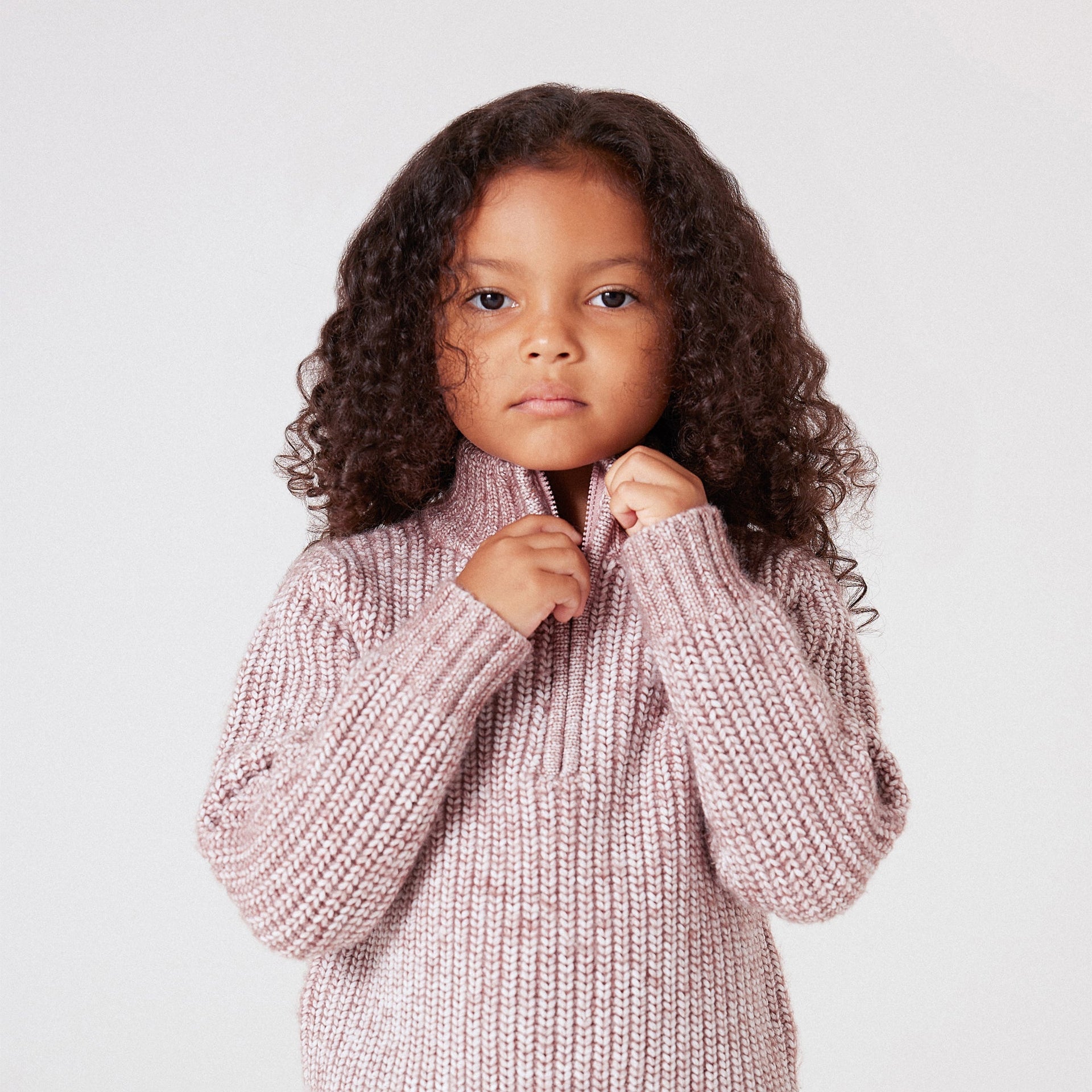 Kith Kids Knit Quarter Zip - Dusty Mauve