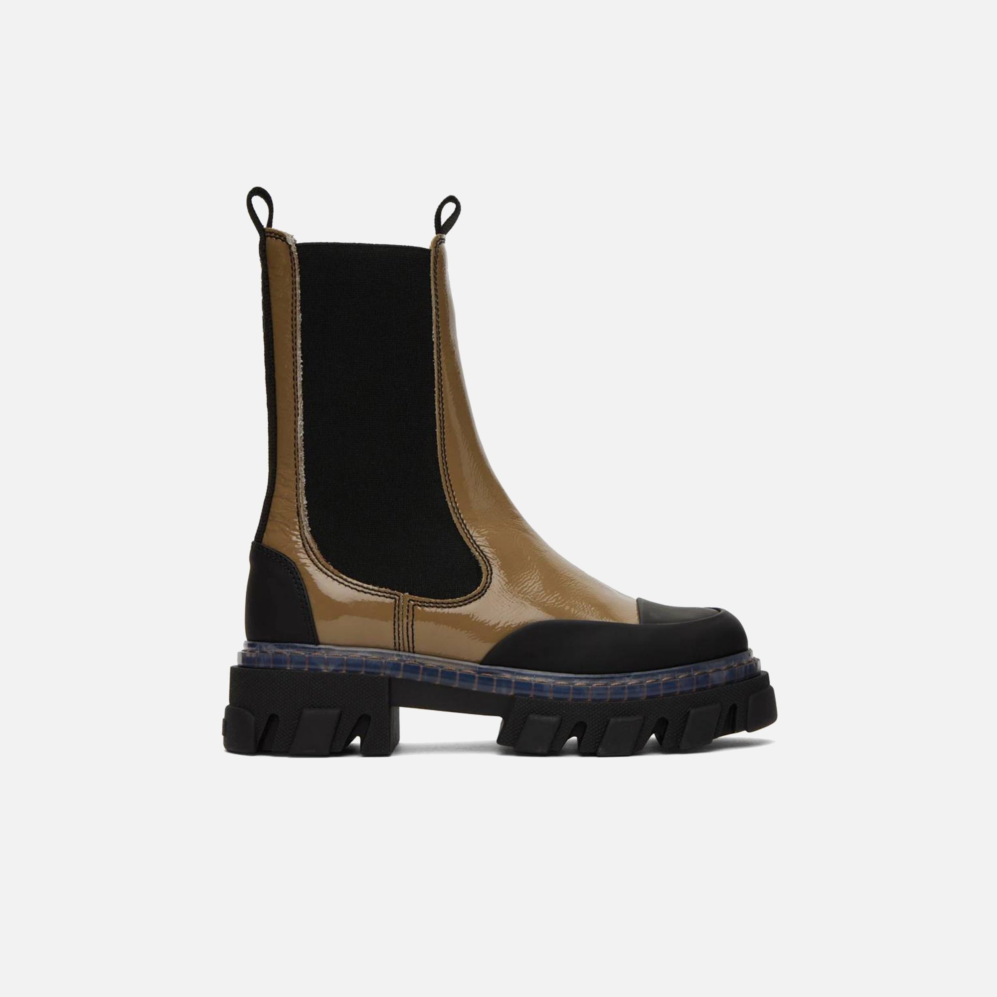 Ganni Cleated Heeled Mid Chelsea Boot - Petrified Oak – Kith Europe