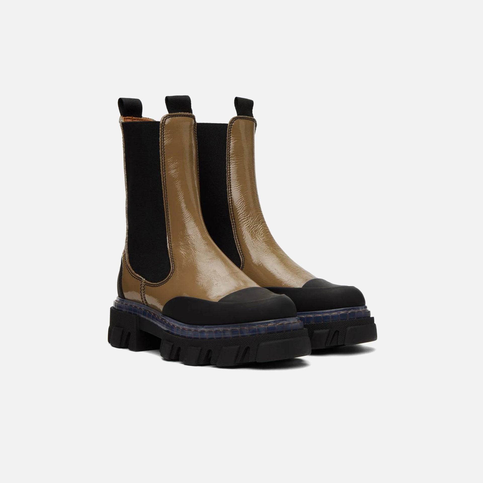 Ganni Cleated Heeled Mid Chelsea Boot Petrified Oak – Kith Europe