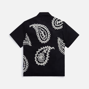 Awake Embroidered Paisley Camp Shirt - Black / Cream