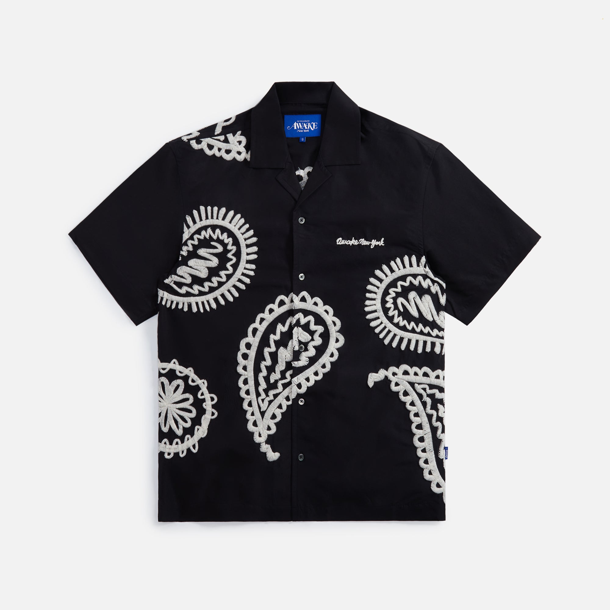 Awake Embroidered Paisley Camp Shirt - Black / Cream – Kith Europe