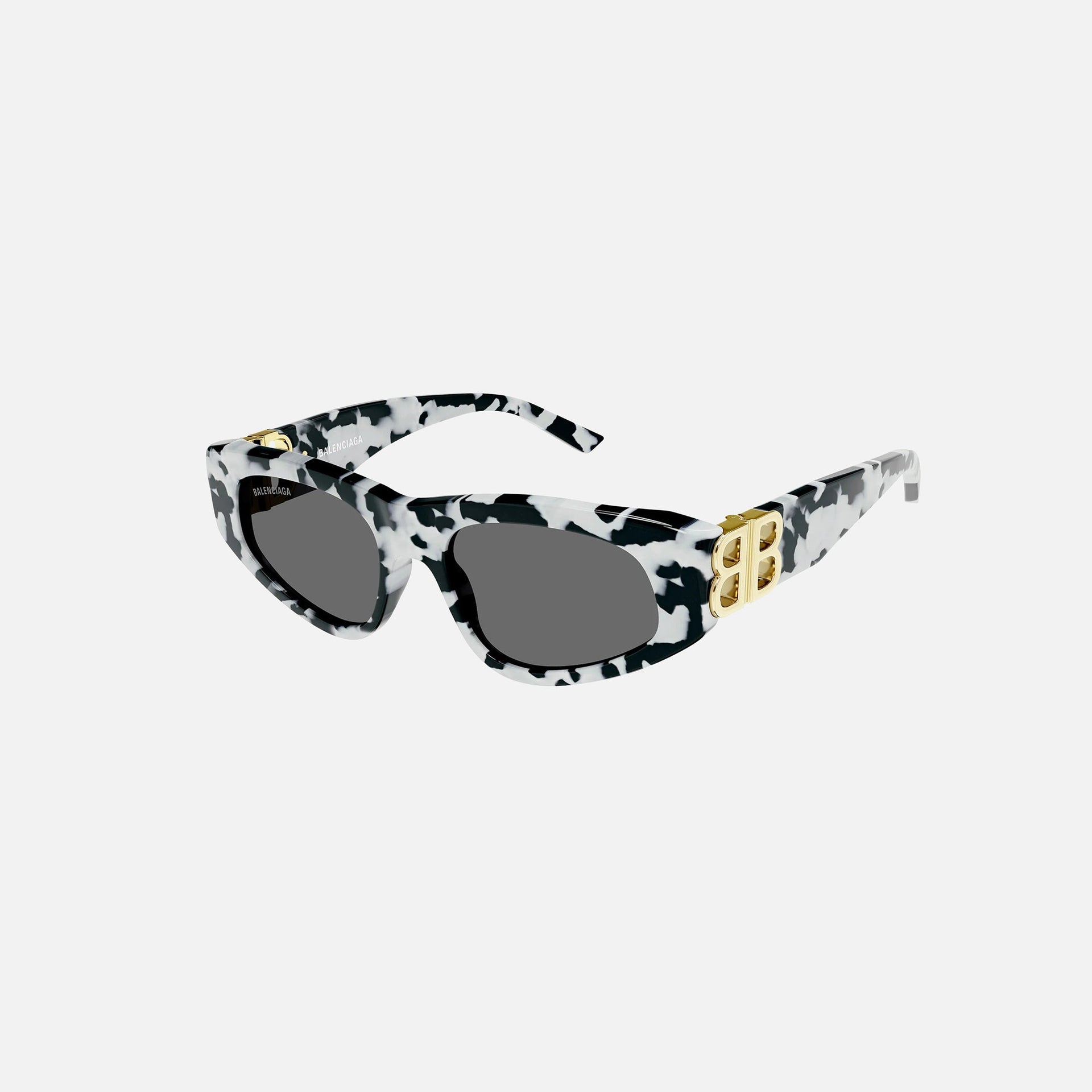 Balenciaga BB Logo Gold Hinge Acetate Cat Eye - Cow Print