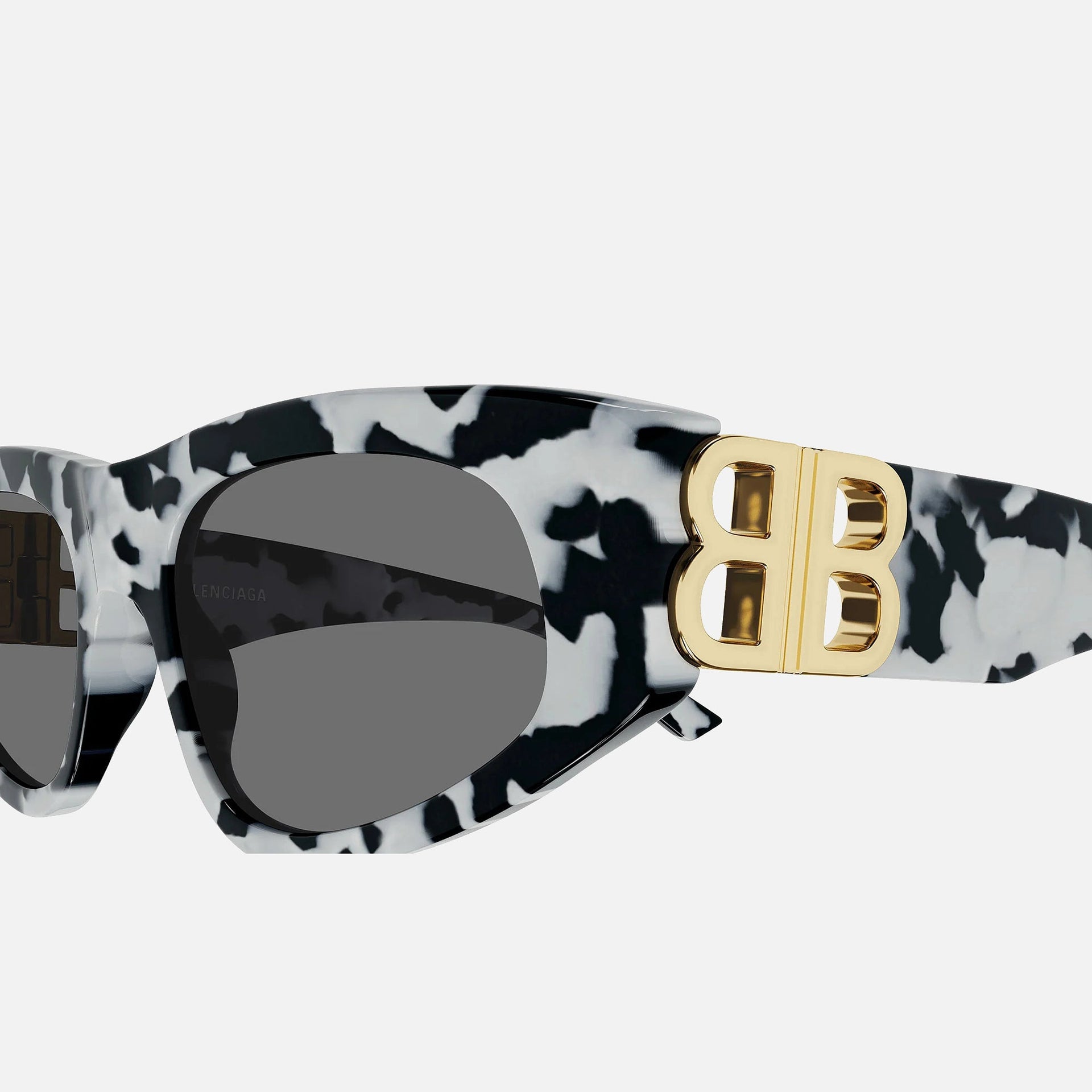 Balenciaga BB Logo Gold Hinge Acetate Cat Eye - Cow Print