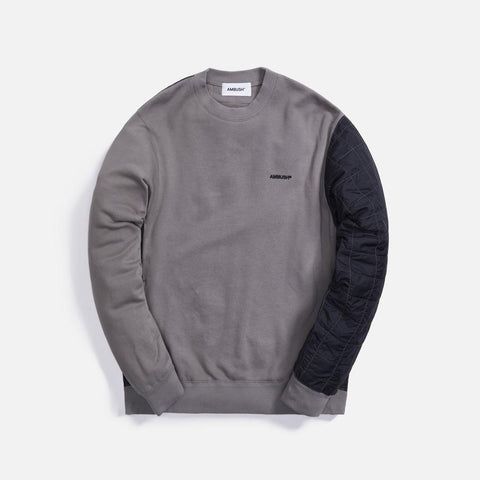 Ambush Mix Quilted Fleece Crewneck Sweatshirt - Dark Grey