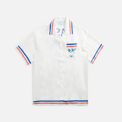 Casablanca Avion Cuban Collar Short Sleeve Shirt - White