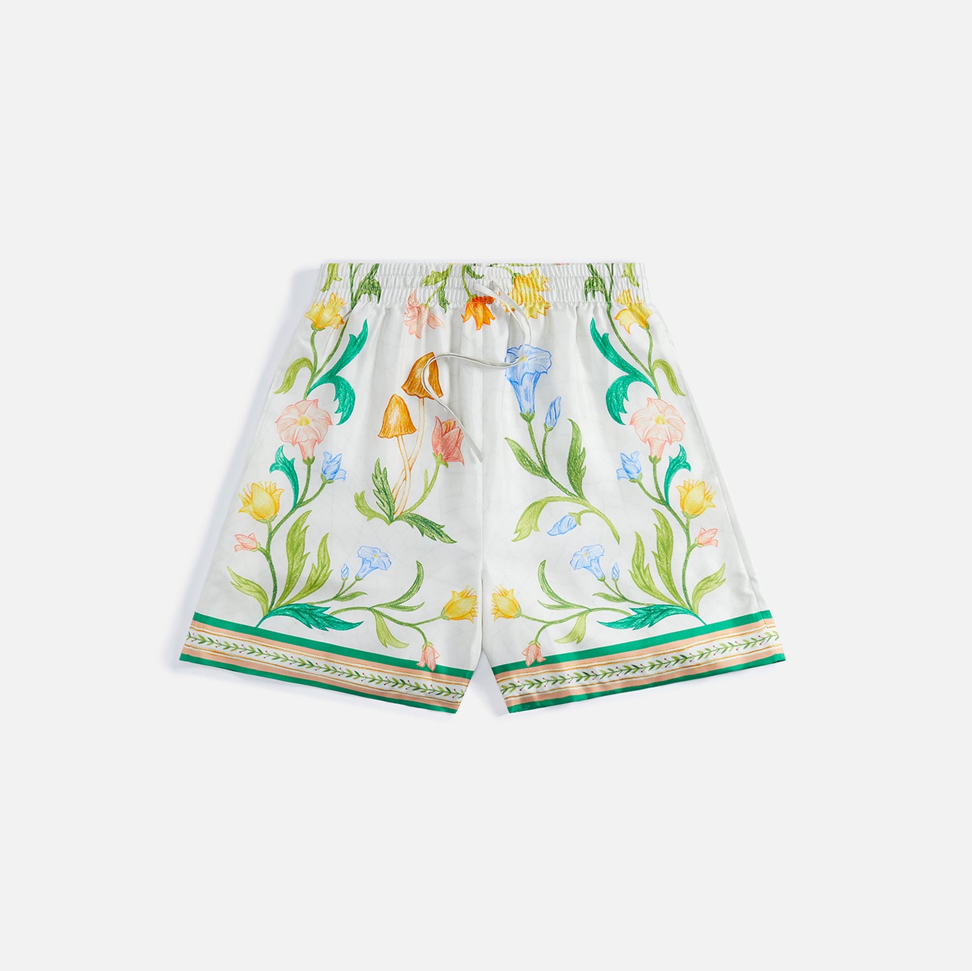 Casablanca Drawstrings L'Arche Fleurie Shorts - White / Multi