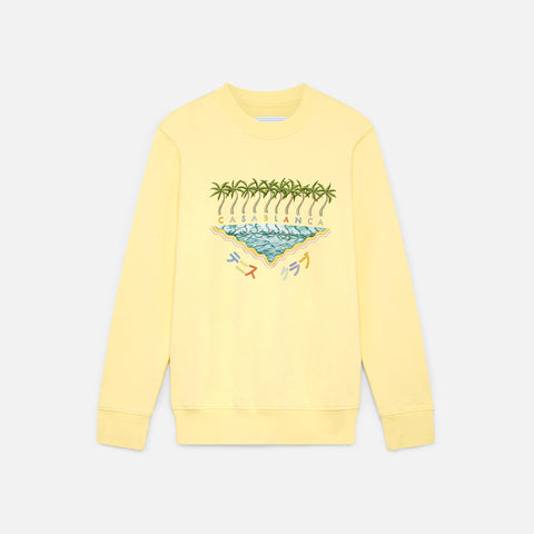Casablanca Printed Sweatshirt with Enoshima Beach - Pale Yellow