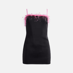 GUIZIO Satin Beaded Mini Dress - Black
