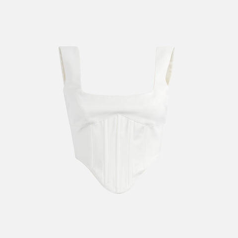 GUIZIO Satin Lace Up Bustier - White
